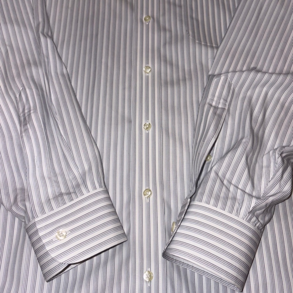 JOS‎ A BANK Traveler's Collection Tailored Fit Striped Dress Shirt 17 34 Men - Picture 3 of 8